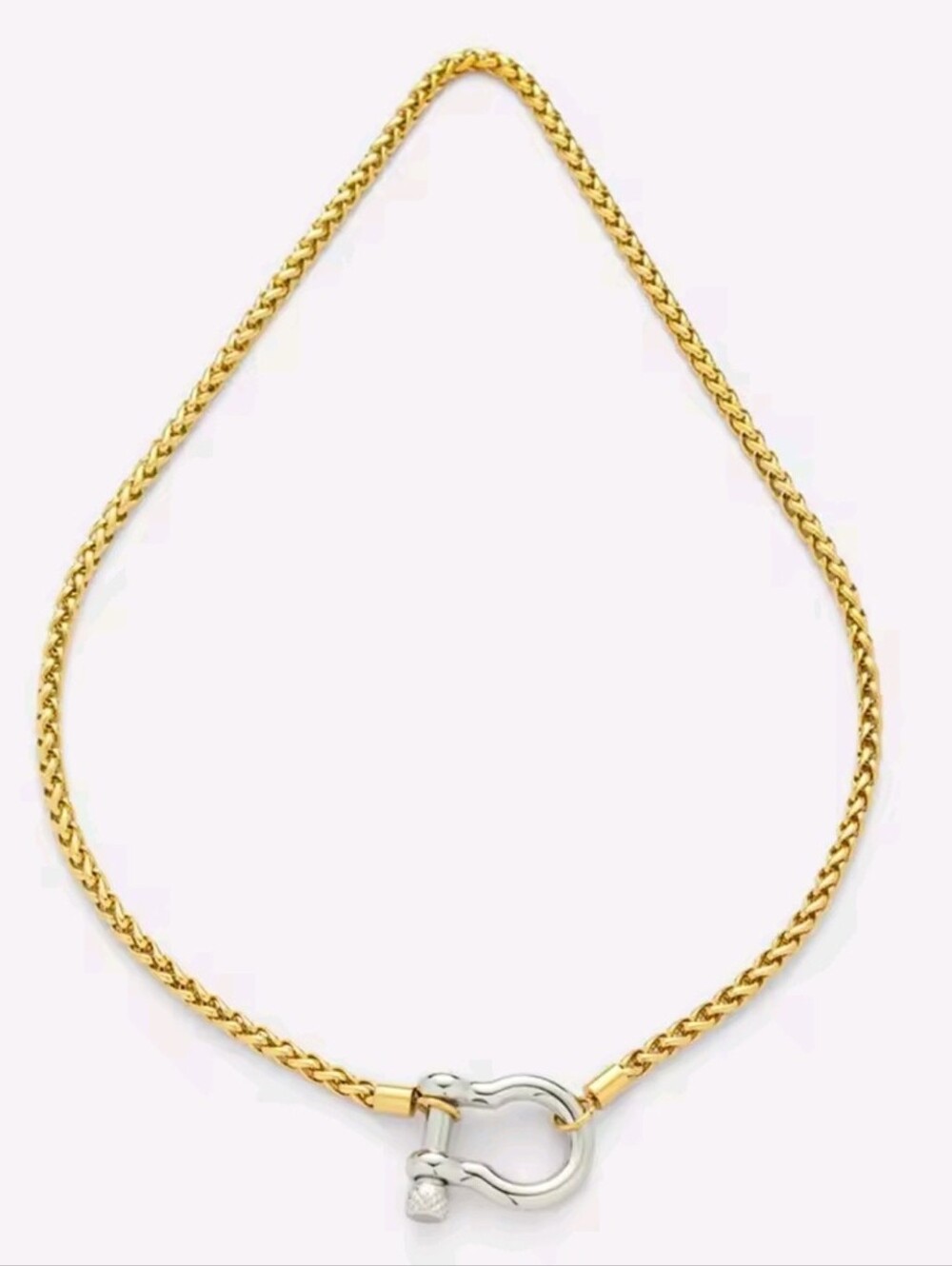 Gold and Silver Two-Tone Chain Necklace with D-Ring - Picture 7 of 12